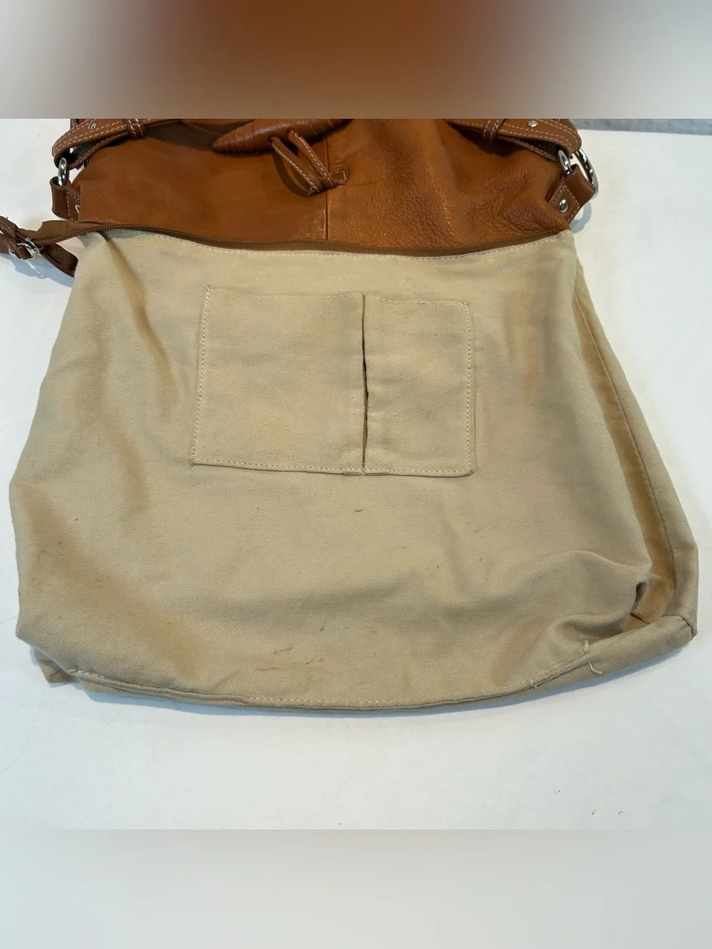 Structured Italian Leather Hobo Bag in Cognac with Wrapped Leather Accents